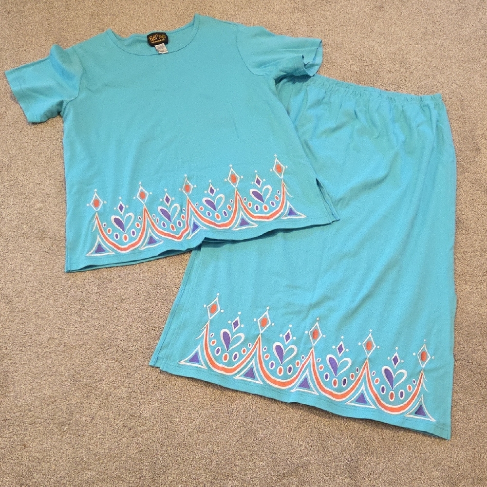 FINAL PRICE Bob Mackie Embroidered 2 Pc Set TOP SKIRT sz 1X